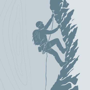Grimpeur qui escalade une falaise